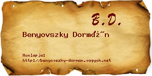 Benyovszky Dormán névjegykártya